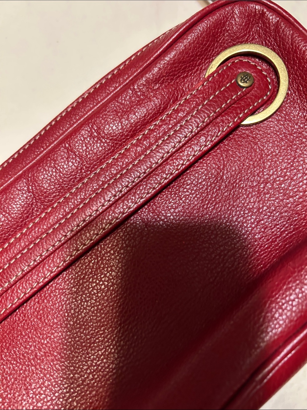 Cole Haan Red Leather Shoulder Bag with Gold Accents - Picture 11 of 11